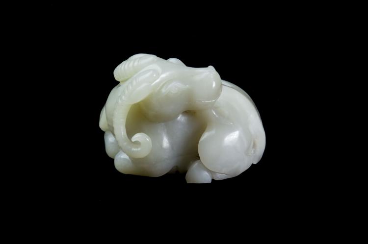 Lot 15080174: Hetian White Jade Goats Figurine | Gosby Antiques